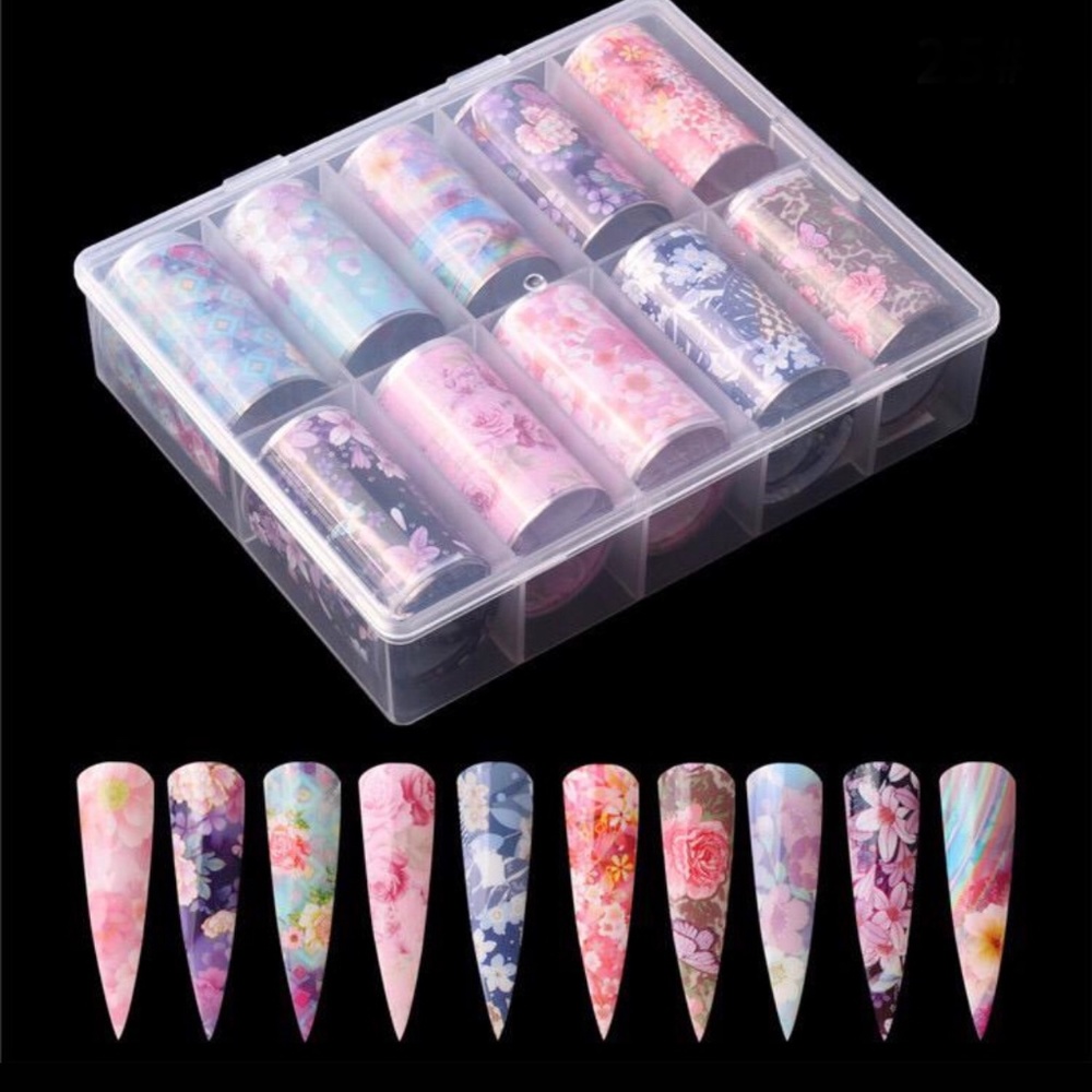 Floral - Transfer Nail Foil Art - F2-15